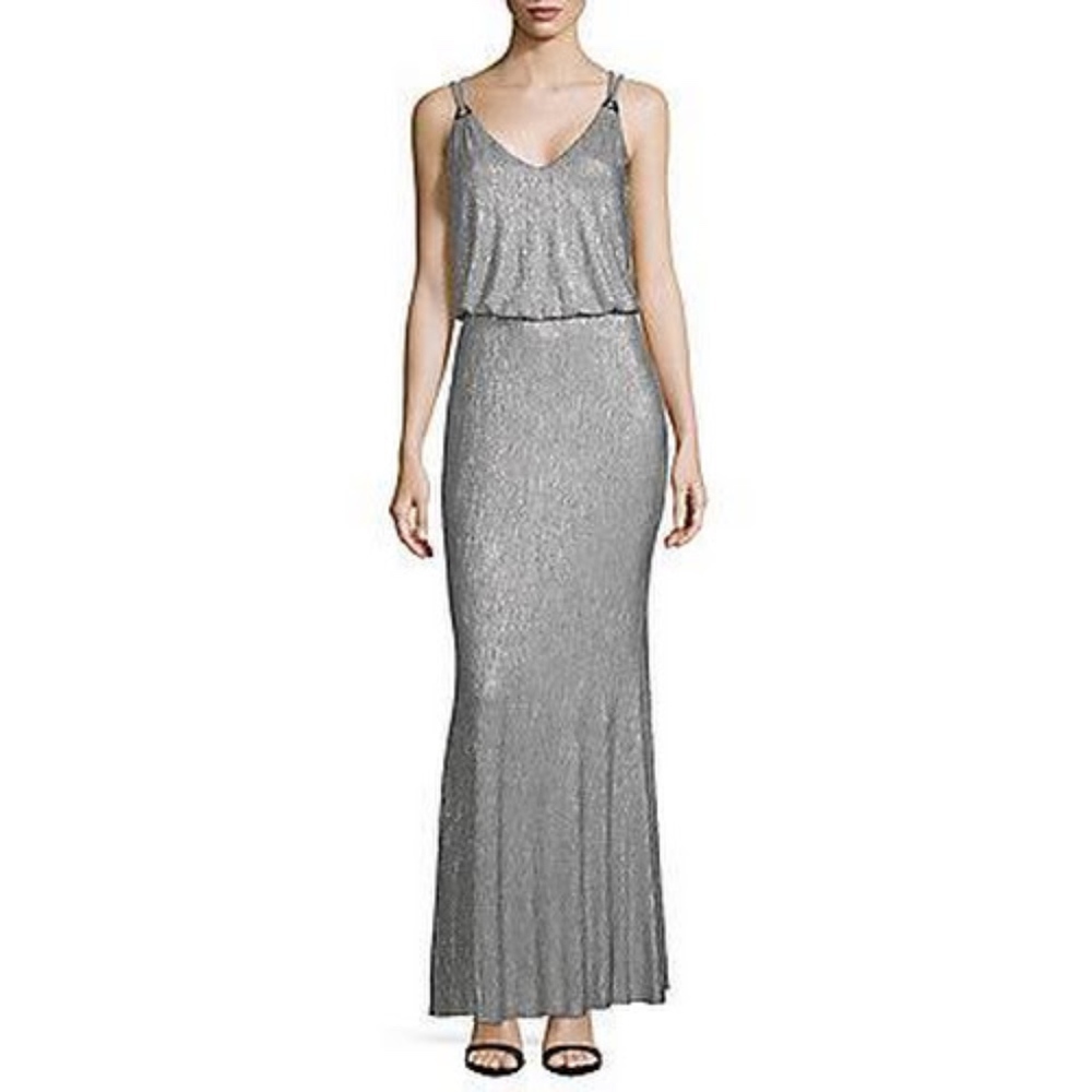 Calvin Klein Silver Metallic Blouson Dress